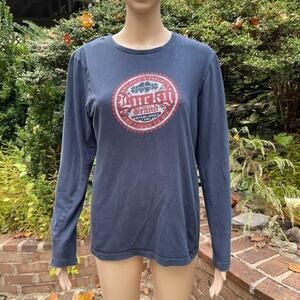 Lucky Brand Shirt Womens Small Blue Long Sleeve Sleepwear Crewneck Graphic Tee